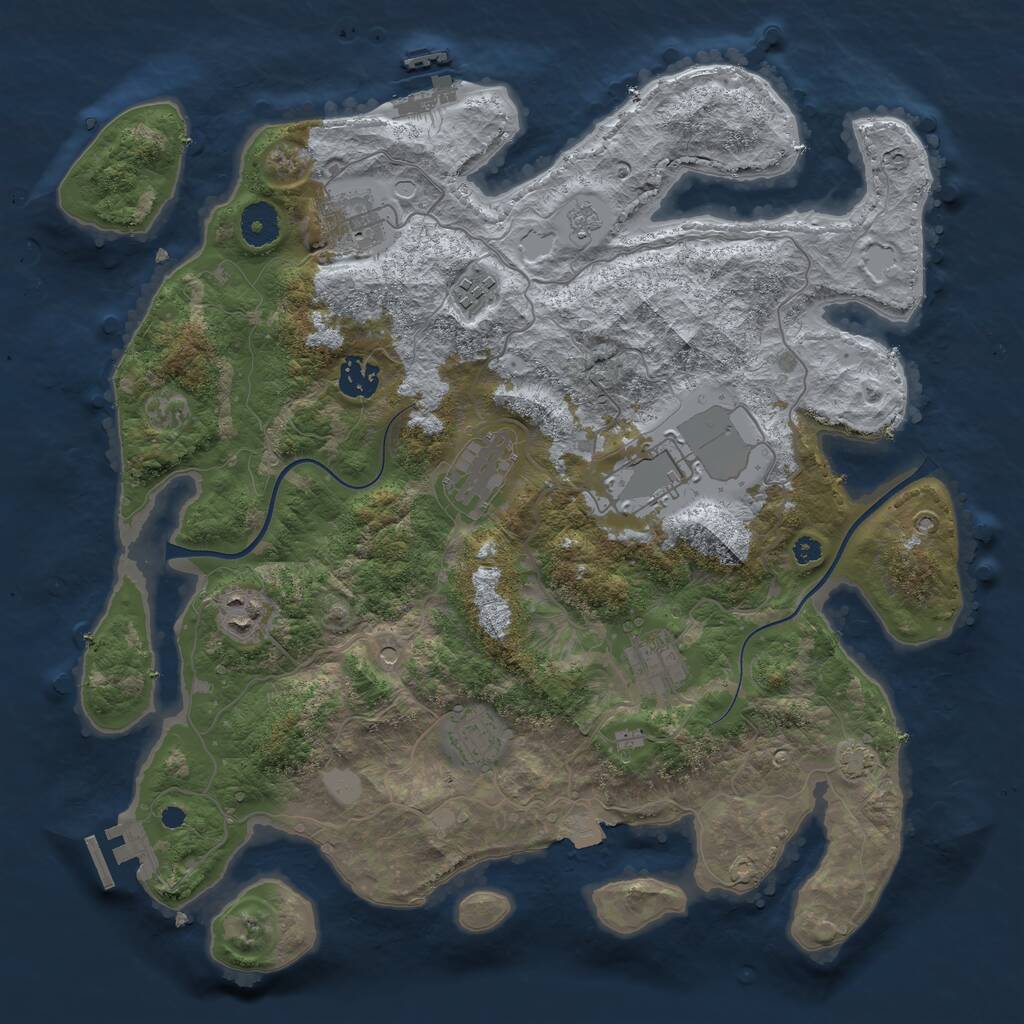 Rust Map: Procedural Map, Size: 3700, Seed: 551174254, 14 Monuments