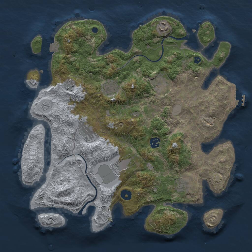 Rust Map: Procedural Map, Size: 3500, Seed: 1517304275, 13 Monuments