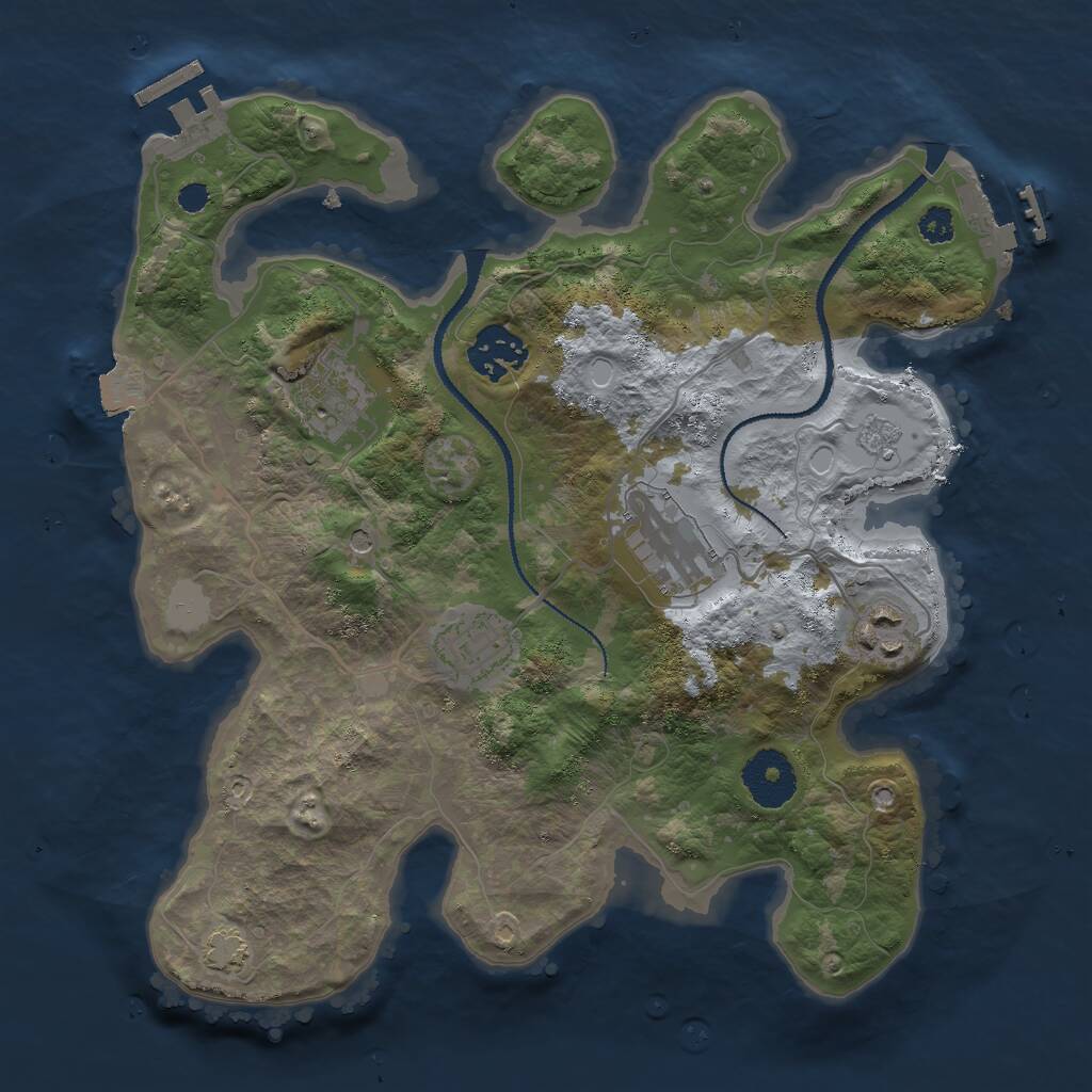 Rust Map: Procedural Map, Size: 3000, Seed: 1239641246, 11 Monuments