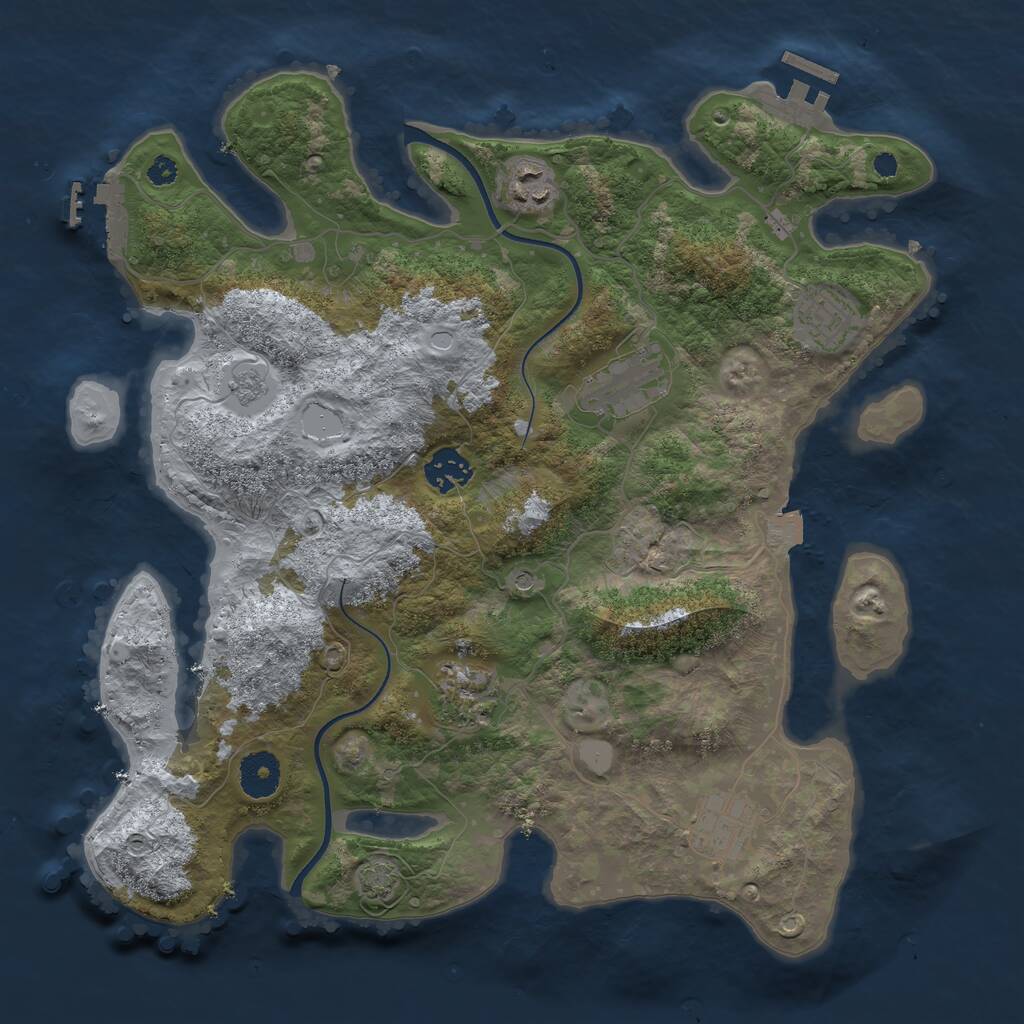 Rust Map: Procedural Map, Size: 3500, Seed: 202189311, 12 Monuments