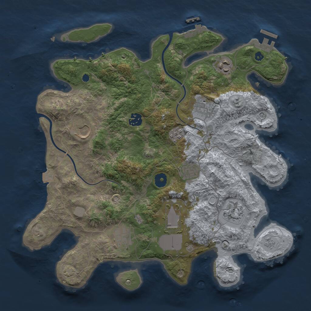 Rust Map: Procedural Map, Size: 3500, Seed: 64154906, 15 Monuments