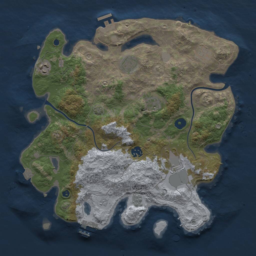 Rust Map: Procedural Map, Size: 3500, Seed: 710818805, 13 Monuments