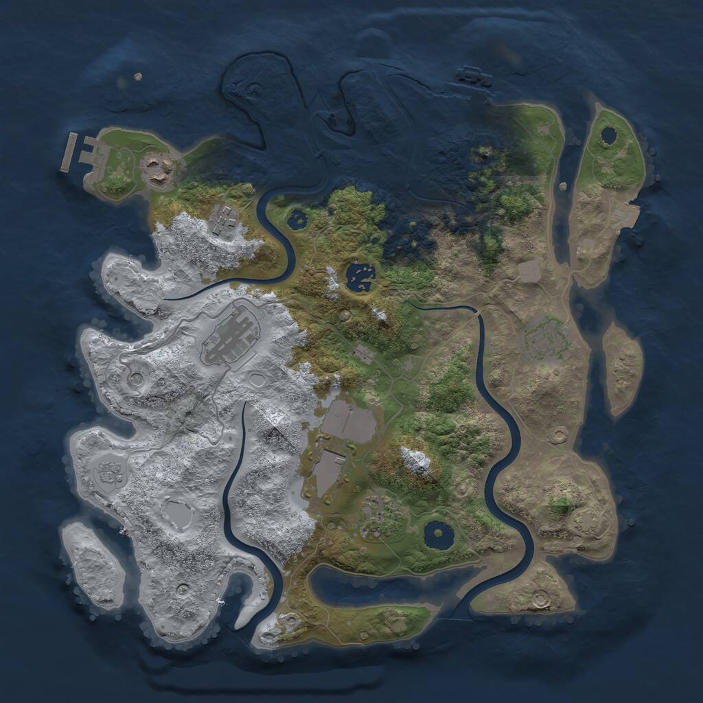 Rust Map: Procedural Map, Size: 3500, Seed: 84628152, 13 Monuments