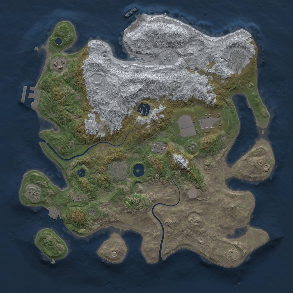 Rust Map: Procedural Map, Size: 3500, Seed: 445796232, 12 Monuments
