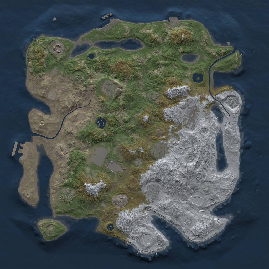 Rust Map: Procedural Map, Size: 3850, Seed: 809969812, 15 Monuments