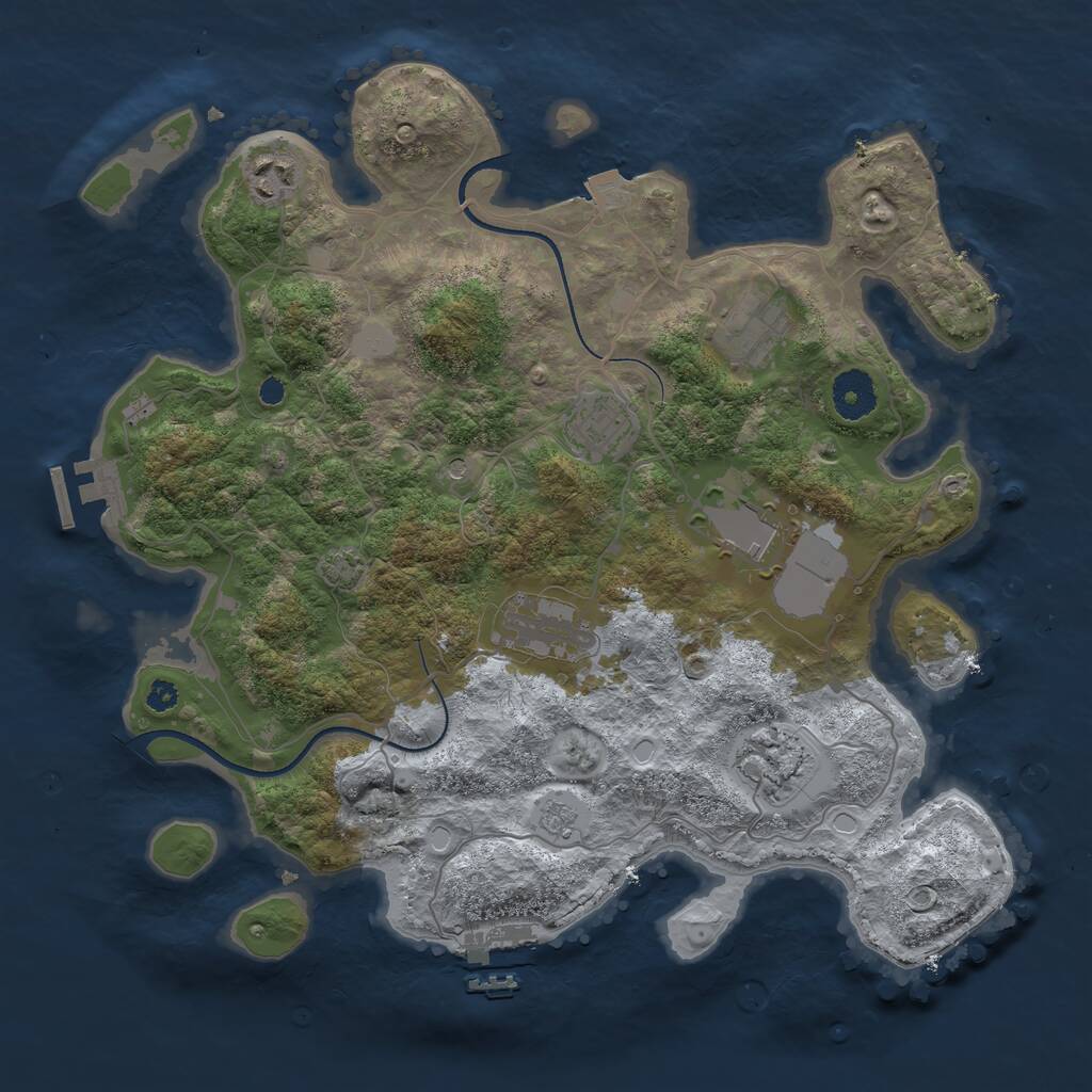 Rust Map: Procedural Map, Size: 3500, Seed: 617456534, 12 Monuments