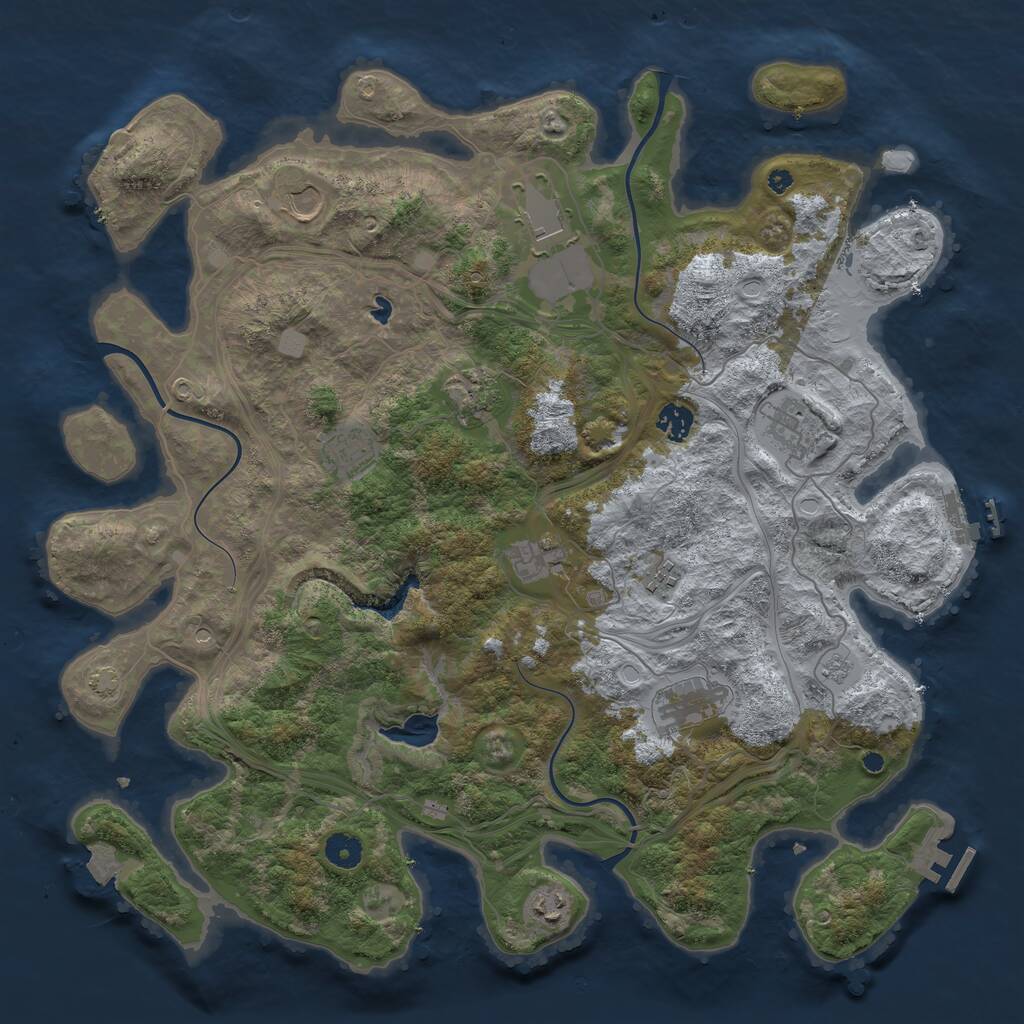 Rust Map: Procedural Map, Size: 4250, Seed: 873269, 16 Monuments