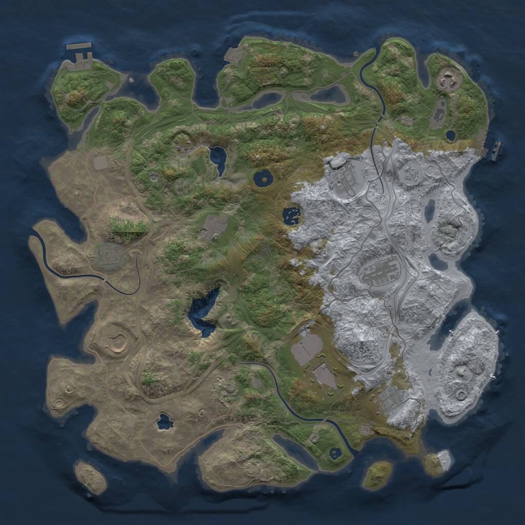 Rust Map: Procedural Map, Size: 4250, Seed: 826474631, 16 Monuments