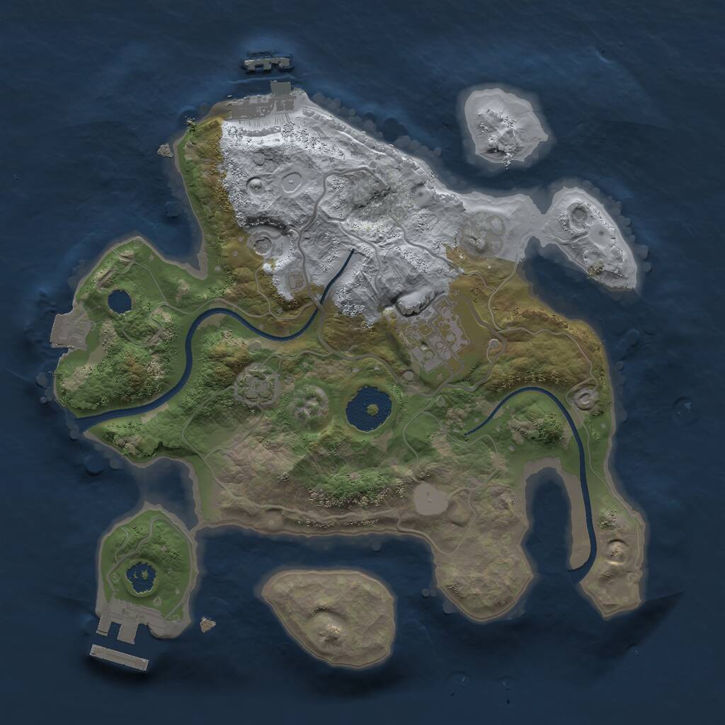 Rust Map: Procedural Map, Size: 2500, Seed: 622065032, 6 Monuments