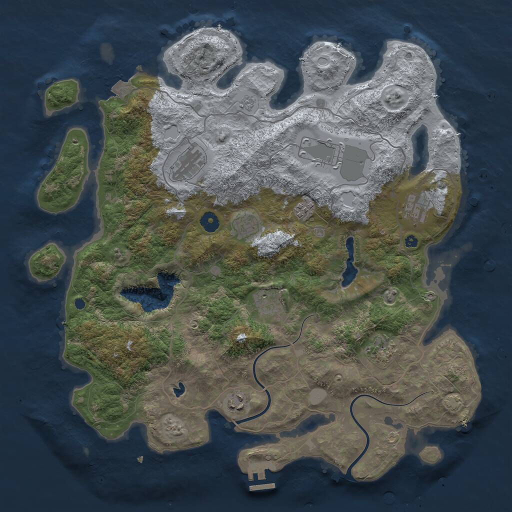 Rust Map: Procedural Map, Size: 4000, Seed: 1303076288, 12 Monuments