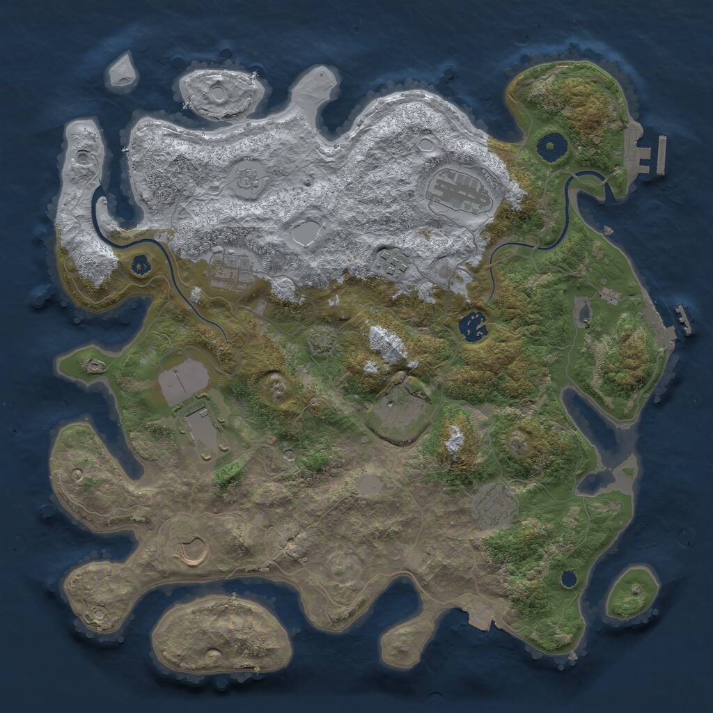 Rust Map: Procedural Map, Size: 3700, Seed: 596437430, 14 Monuments