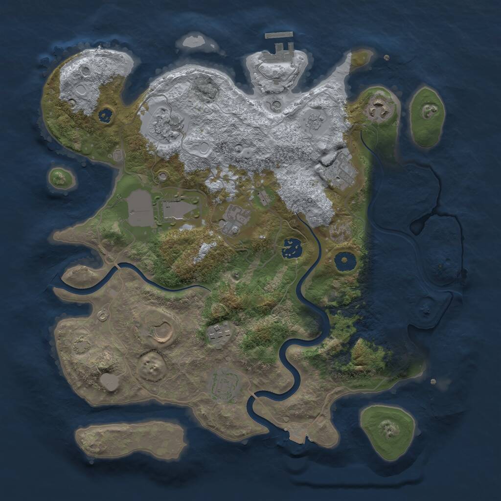 Rust Map: Procedural Map, Size: 3600, Seed: 1436049148, 14 Monuments