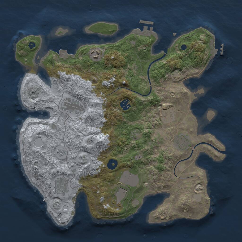 Rust Map: Procedural Map, Size: 3500, Seed: 1131174664, 13 Monuments