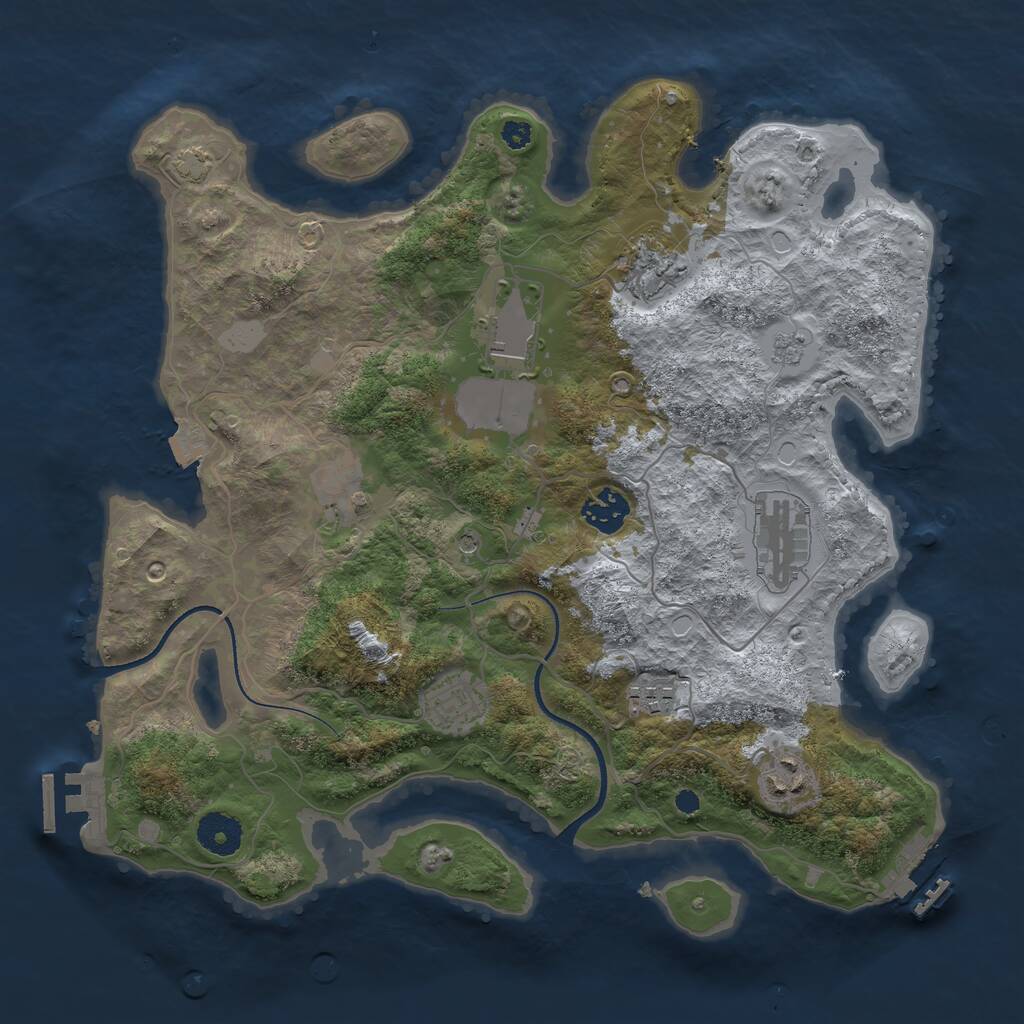 Rust Map: Procedural Map, Size: 3500, Seed: 1899213118, 14 Monuments