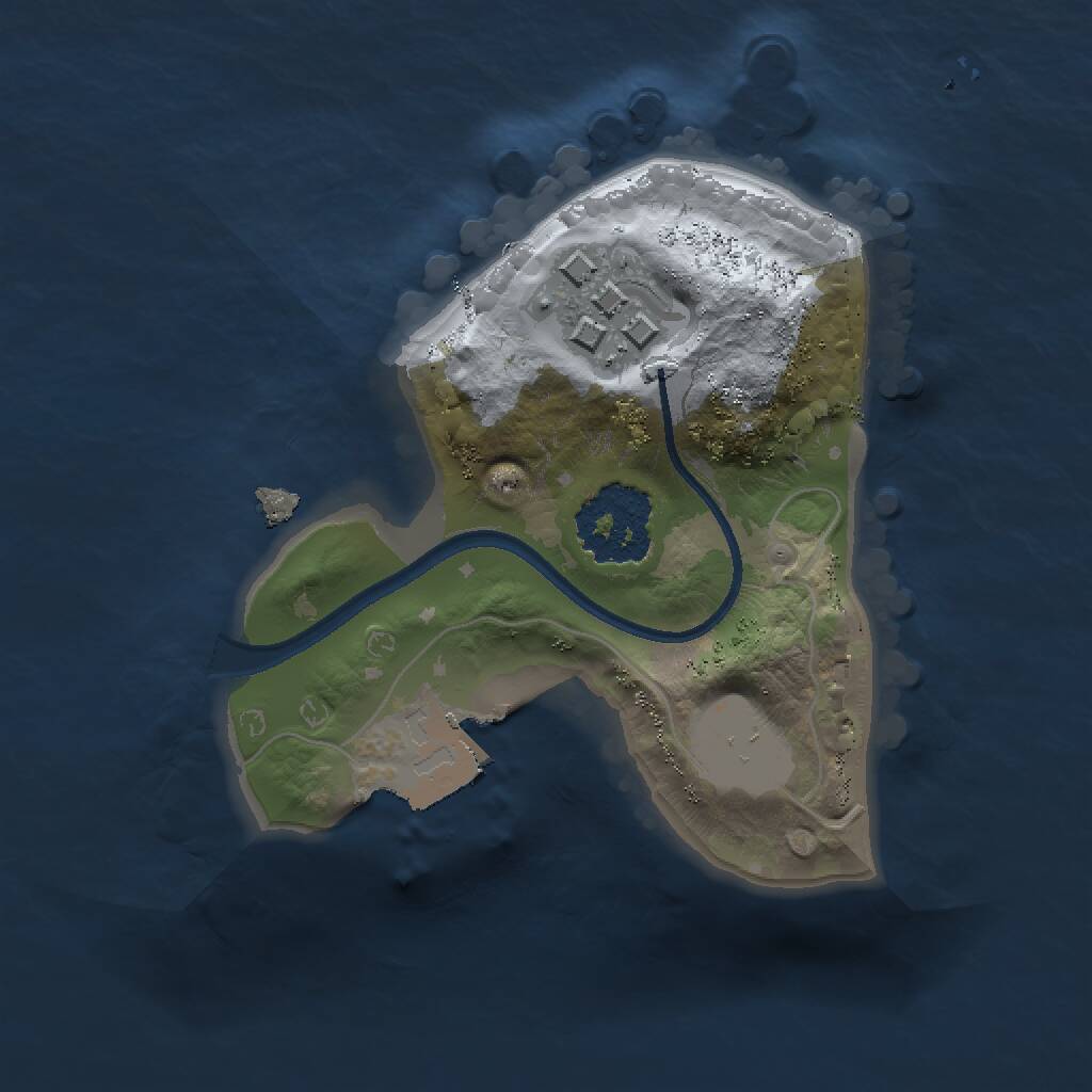 Rust Map: Procedural Map, Size: 1390, Seed: 1, 2 Monuments