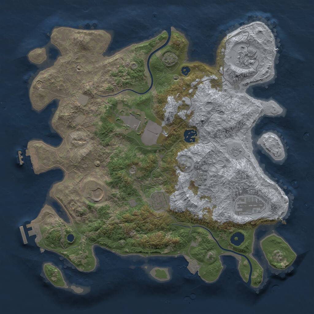 Rust Map: Procedural Map, Size: 3500, Seed: 2011637801, 13 Monuments