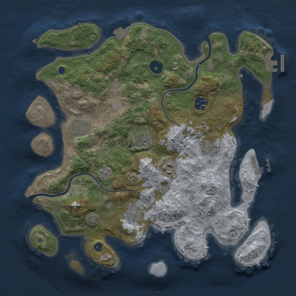 Rust Map: Procedural Map, Size: 3450, Seed: 128628837, 13 Monuments