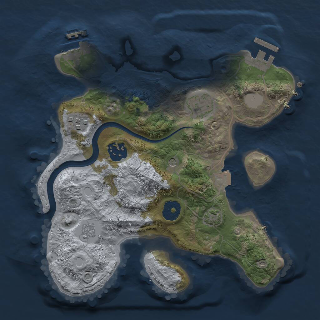Rust Map: Procedural Map, Size: 2500, Seed: 710, 9 Monuments