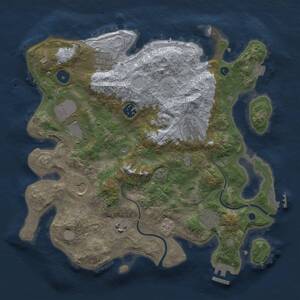 Thumbnail Rust Map: Procedural Map, Size: 3500, Seed: 1884617778, 14 Monuments