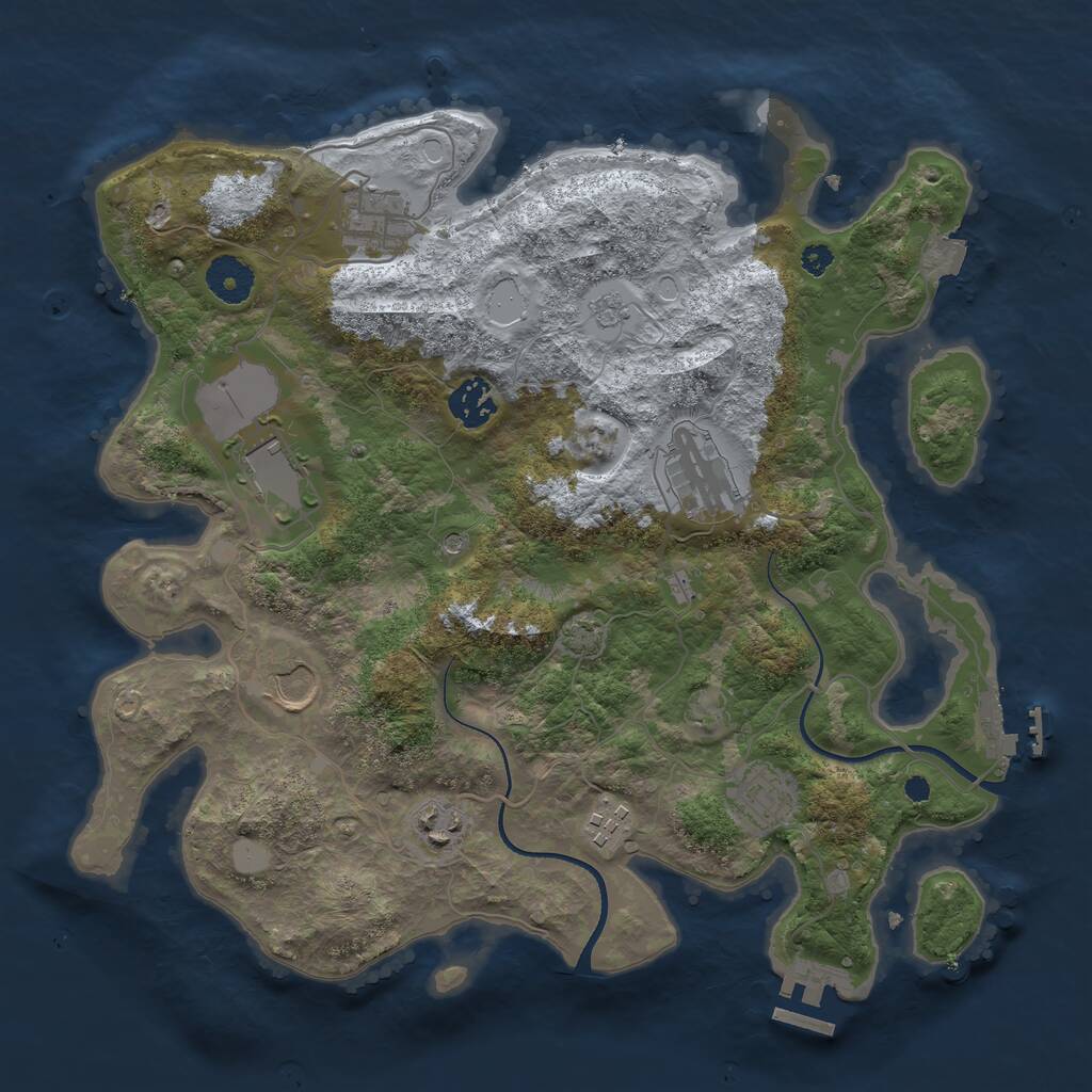 Rust Map: Procedural Map, Size: 3500, Seed: 1884617778, 14 Monuments