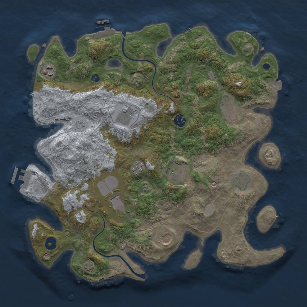Rust Map: Procedural Map, Size: 3750, Seed: 753529725, 14 Monuments