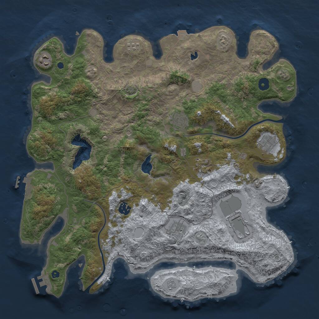 Rust Map: Procedural Map, Size: 4000, Seed: 223543185, 14 Monuments