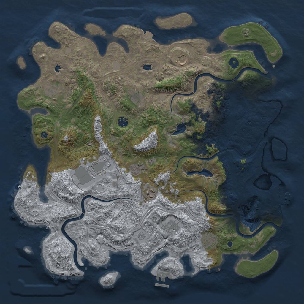 Rust Map: Procedural Map, Size: 4500, Seed: 69149875, 16 Monuments
