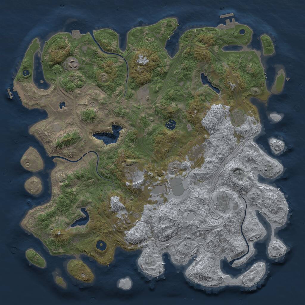 Rust Map: Procedural Map, Size: 4500, Seed: 128628837, 16 Monuments