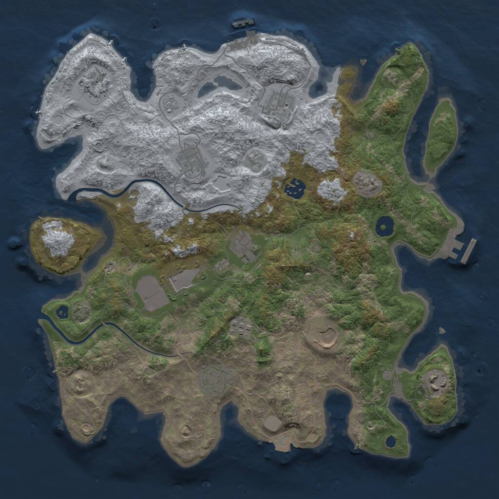 Rust Map: Procedural Map, Size: 3750, Seed: 1986589406, 15 Monuments
