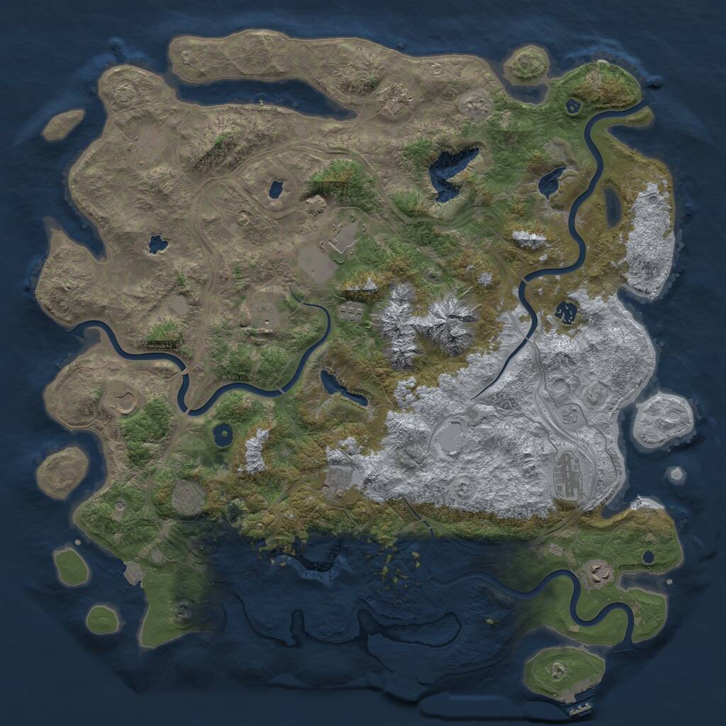 Rust Map: Procedural Map, Size: 5000, Seed: 5837388, 17 Monuments