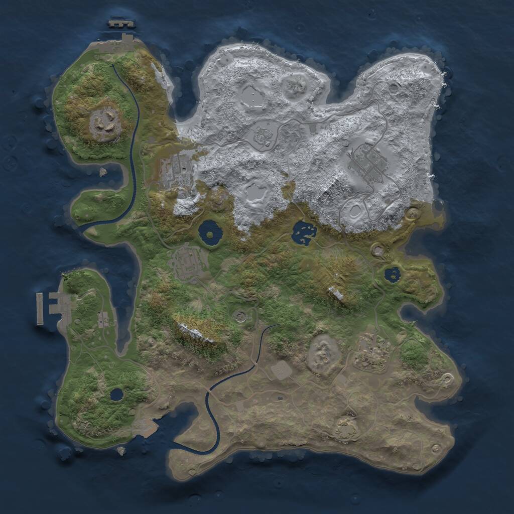 Rust Map: Procedural Map, Size: 3200, Seed: 250116, 12 Monuments