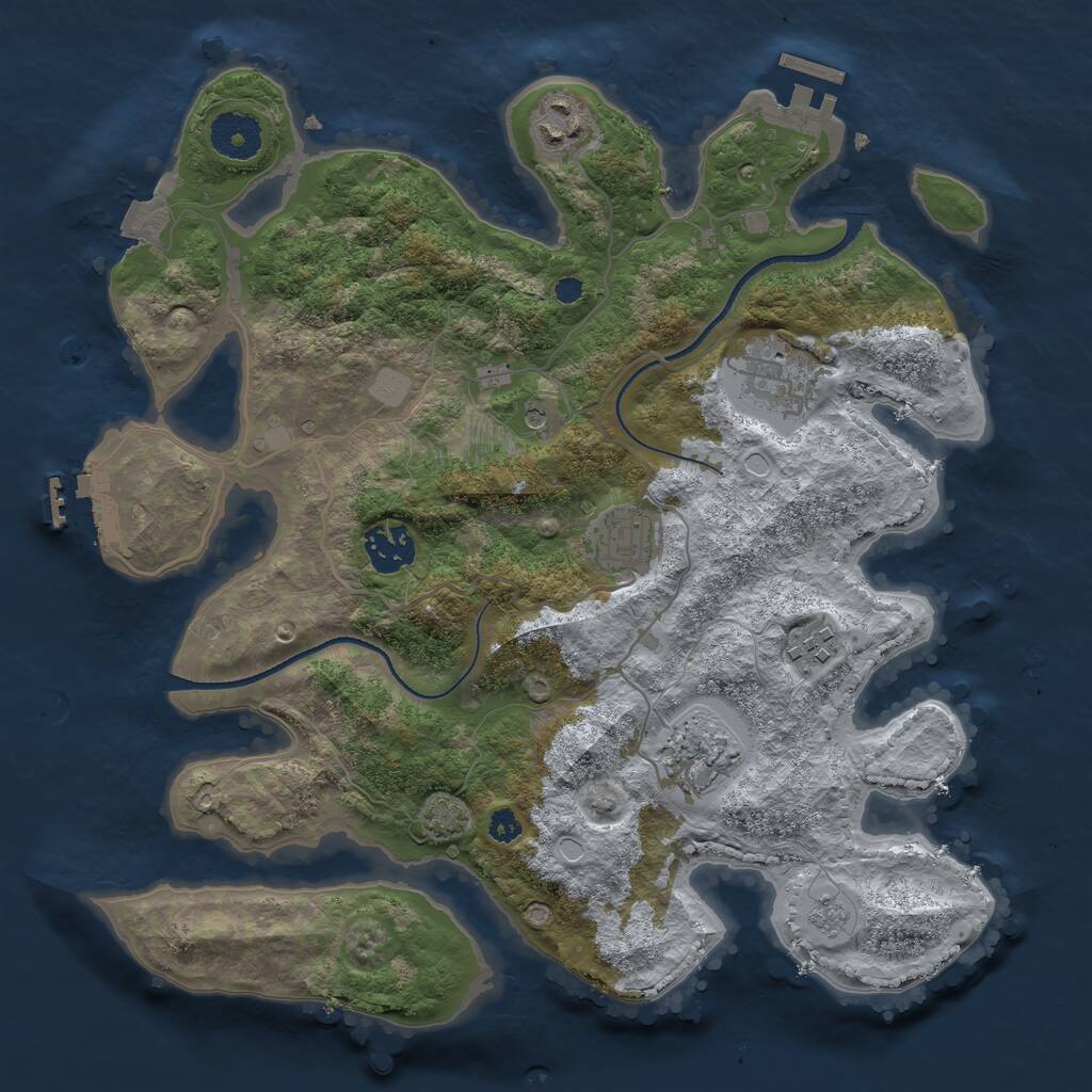 Rust Map: Procedural Map, Size: 3325, Seed: 57341, 12 Monuments