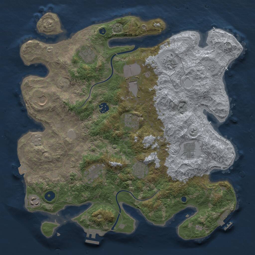 Rust Map: Procedural Map, Size: 3800, Seed: 573542558, 17 Monuments