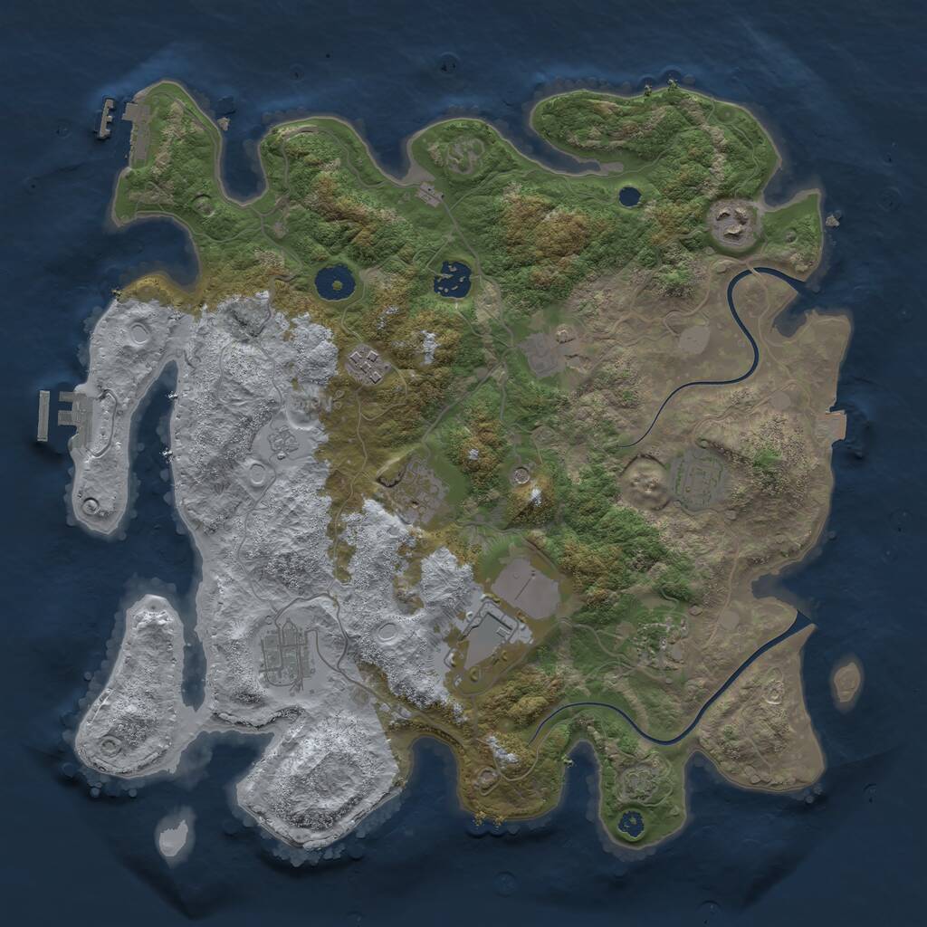 Rust Map: Procedural Map, Size: 3700, Seed: 998134, 15 Monuments