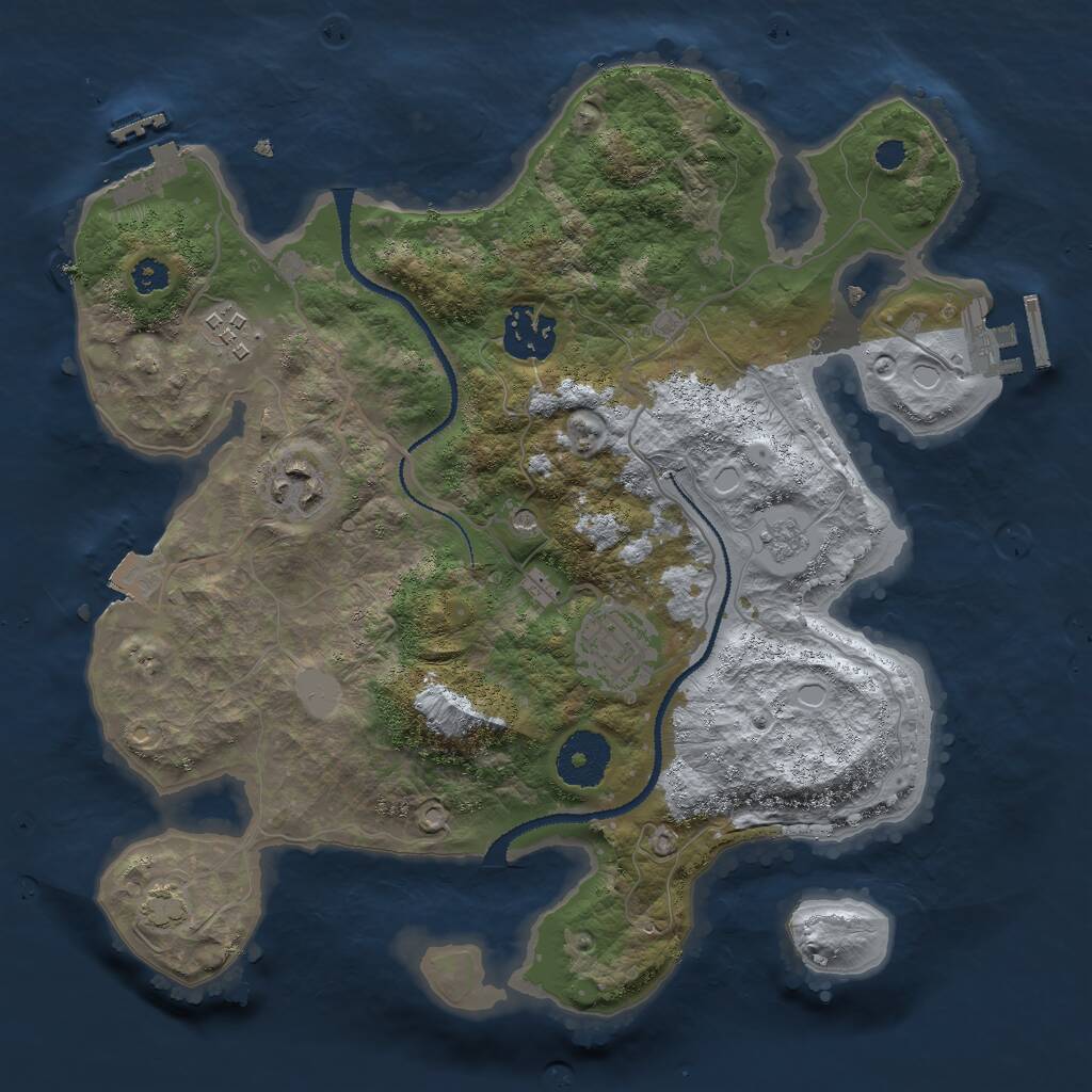 Rust Map: Procedural Map, Size: 3000, Seed: 7669, 10 Monuments