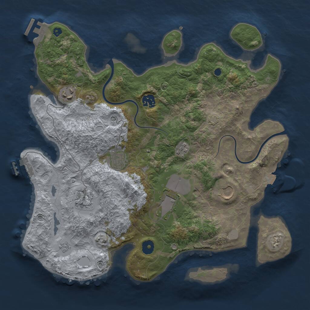 Rust Map: Procedural Map, Size: 3500, Seed: 717827470, 13 Monuments