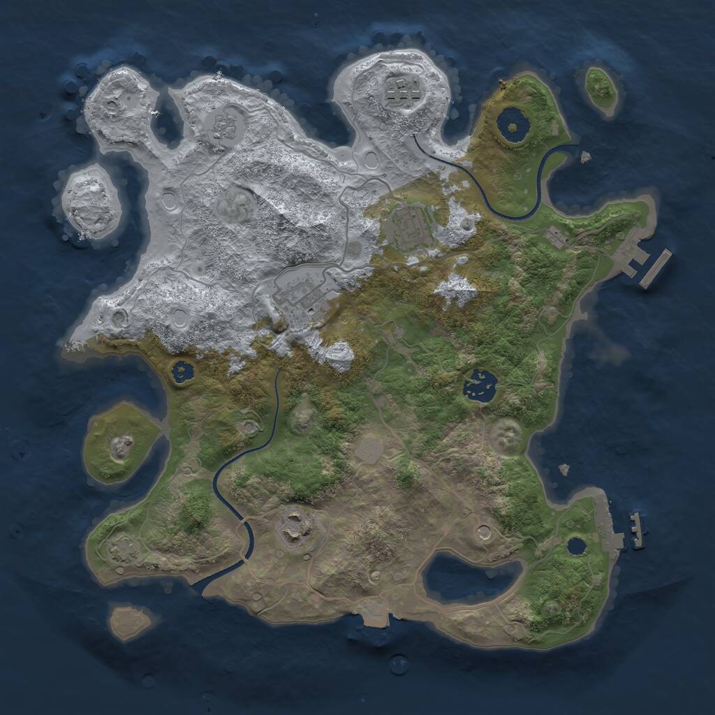 Rust Map: Procedural Map, Size: 3250, Seed: 407337710, 11 Monuments