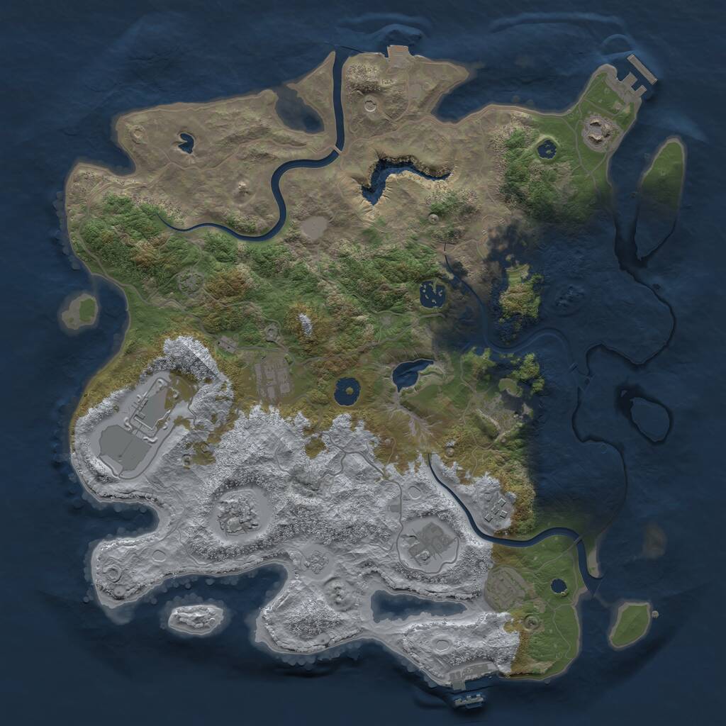 Rust Map: Procedural Map, Size: 4000, Seed: 985715824, 16 Monuments