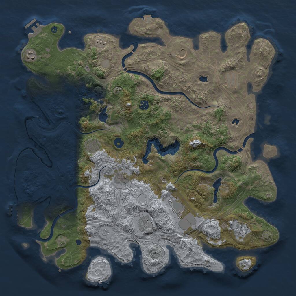 Rust Map: Procedural Map, Size: 4500, Seed: 1328944821, 16 Monuments