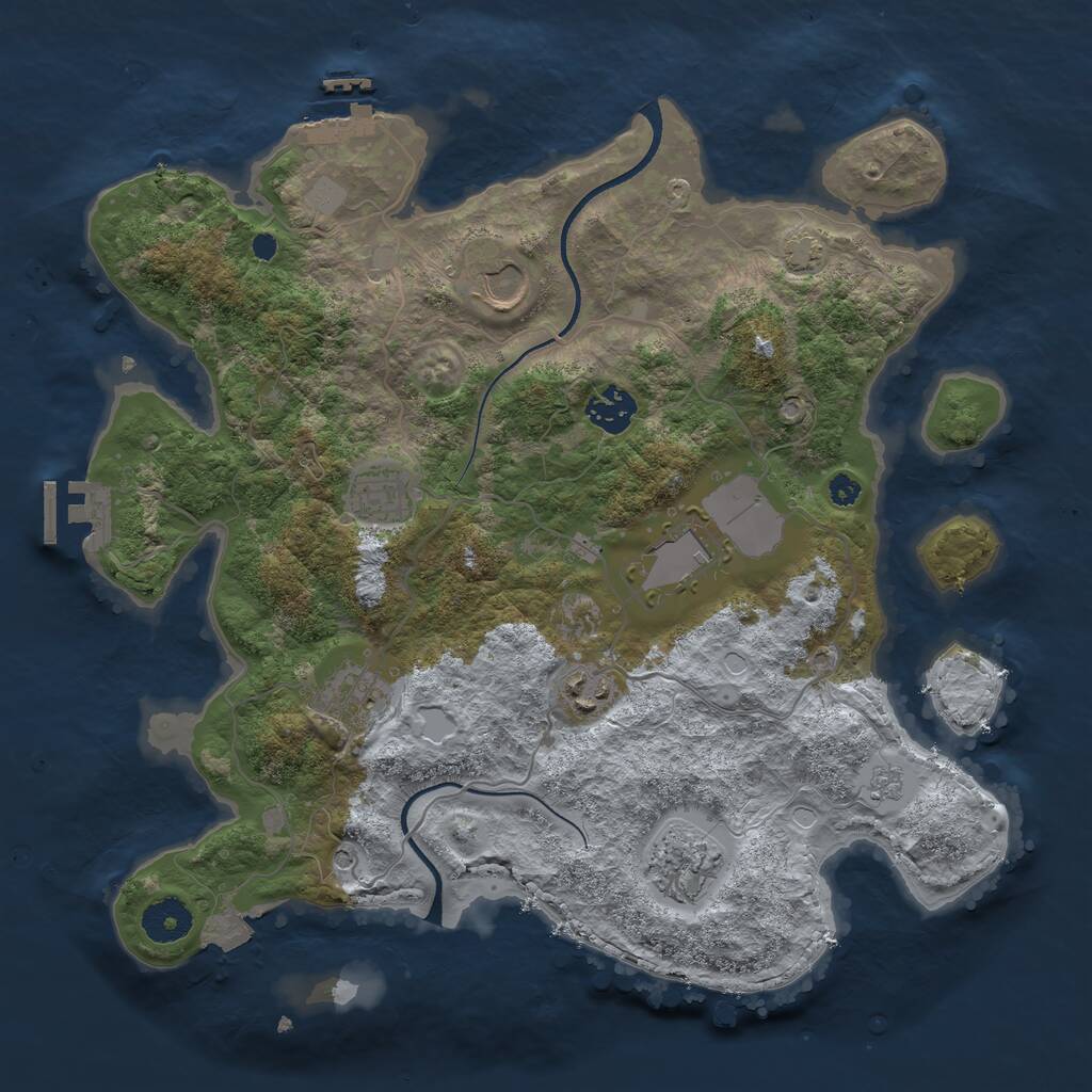 Rust Map: Procedural Map, Size: 3500, Seed: 1014028737, 13 Monuments