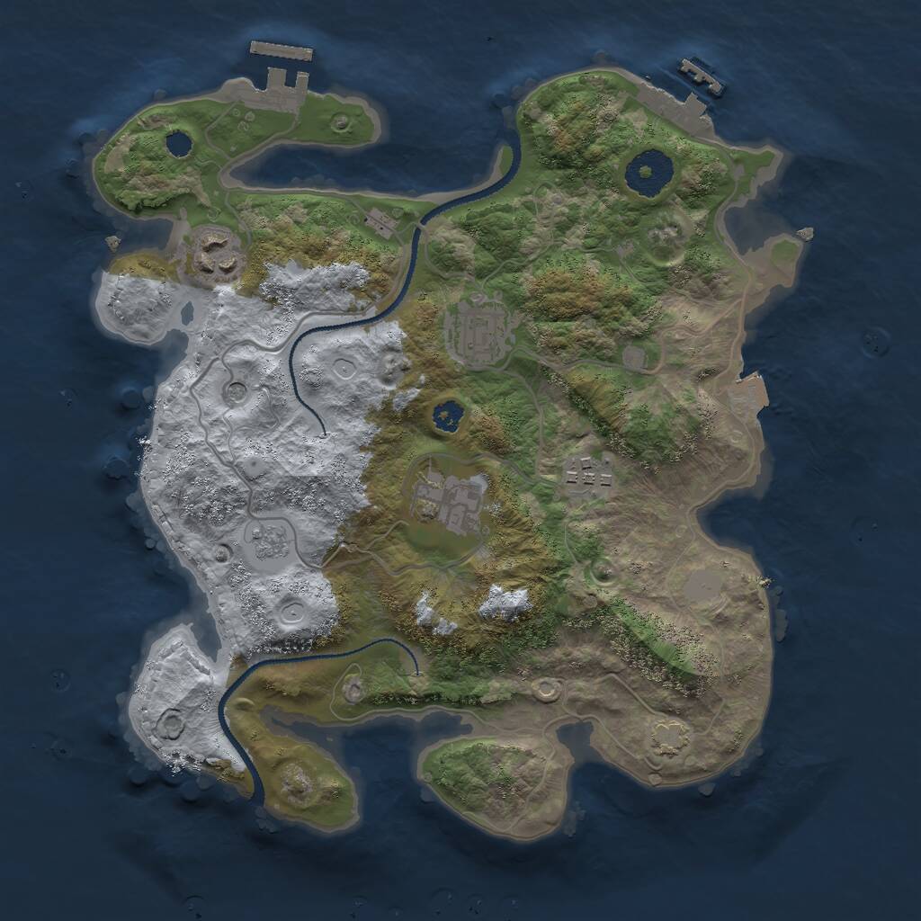 Rust Map: Procedural Map, Size: 3000, Seed: 55667722, 10 Monuments