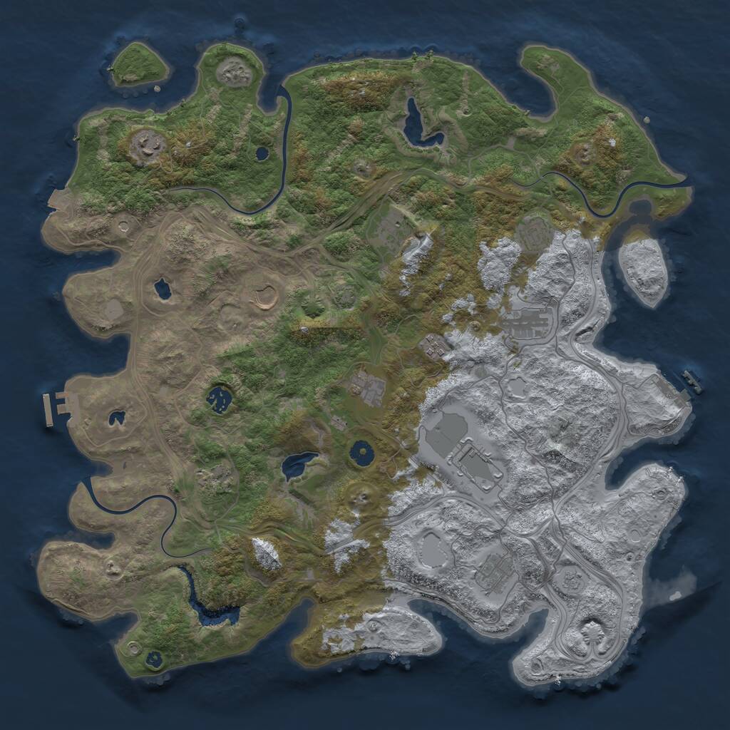 Rust Map: Procedural Map, Size: 4500, Seed: 353898937, 17 Monuments