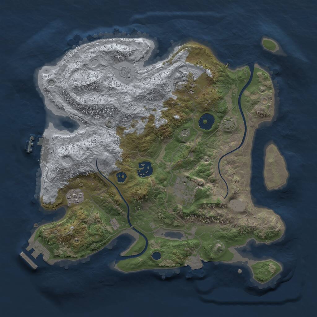 Rust Map: Procedural Map, Size: 3000, Seed: 5802, 10 Monuments