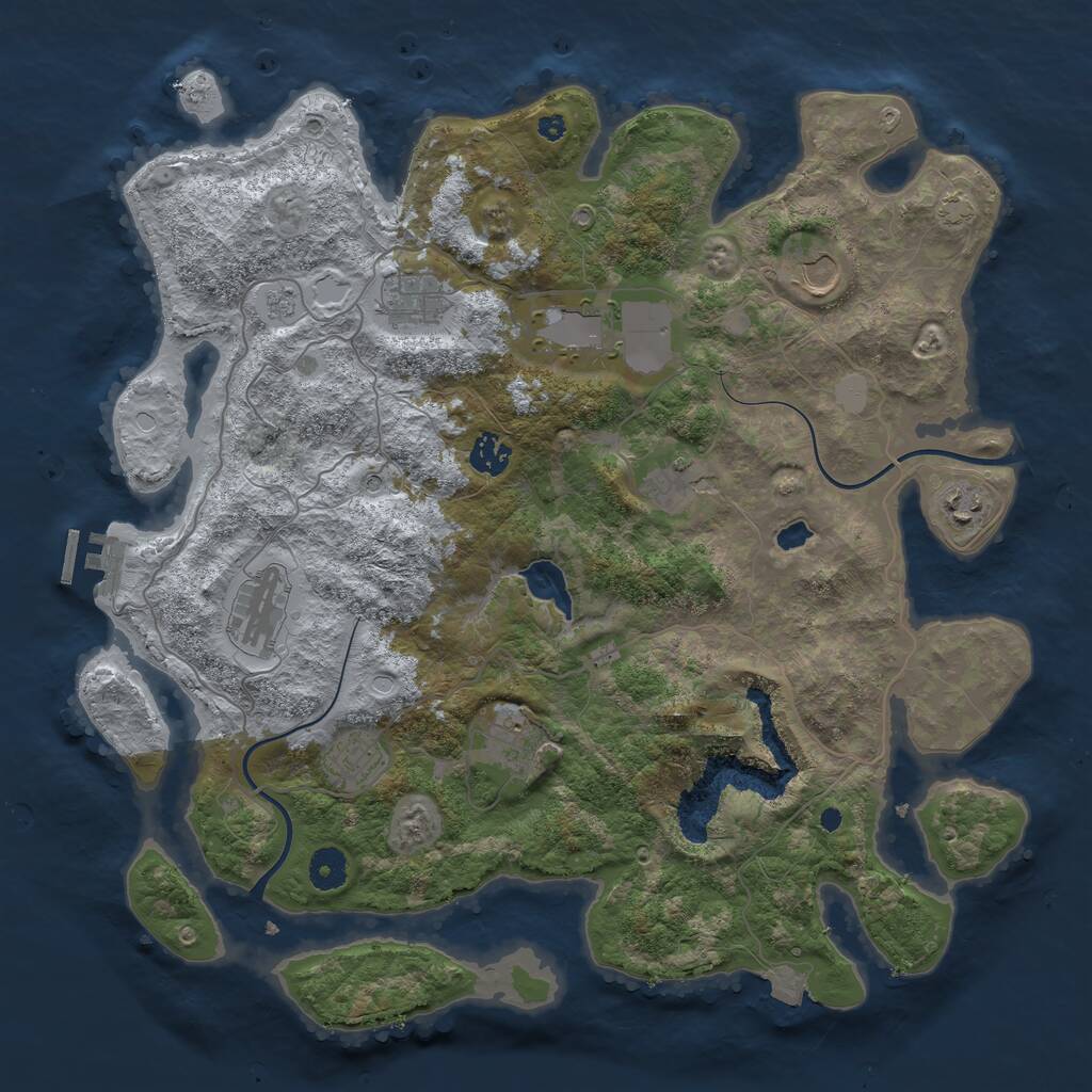 Rust Map: Procedural Map, Size: 4000, Seed: 634929787, 14 Monuments