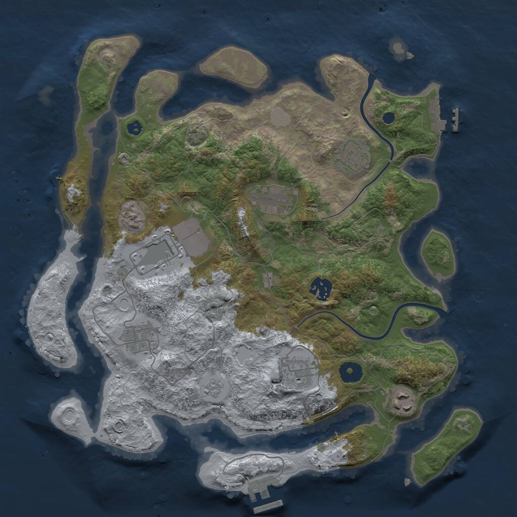 Rust Map: Procedural Map, Size: 3500, Seed: 1753771215, 12 Monuments