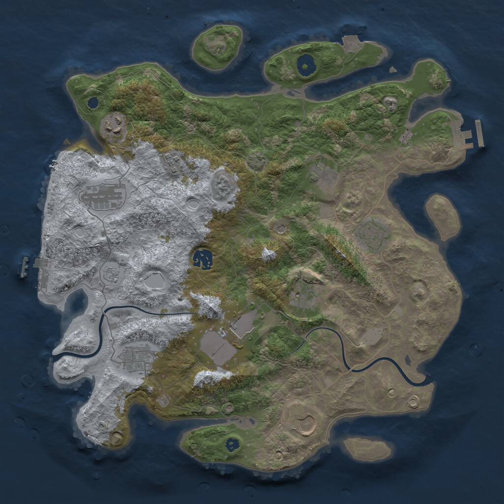 Rust Map: Procedural Map, Size: 3700, Seed: 34567512, 16 Monuments