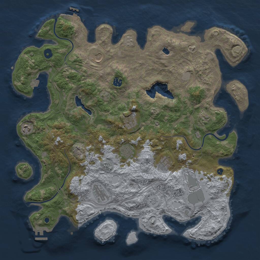 Rust Map: Procedural Map, Size: 4250, Seed: 688465, 16 Monuments