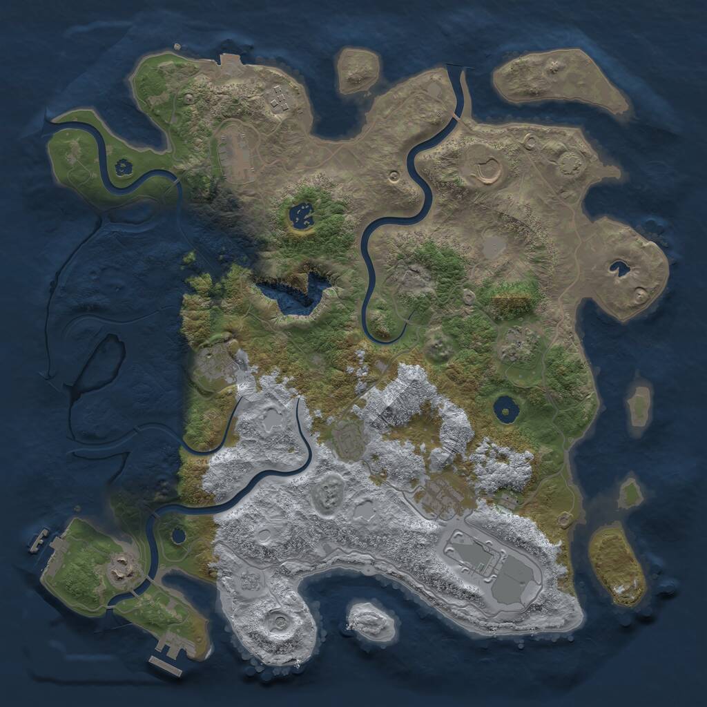 Rust Map: Procedural Map, Size: 4100, Seed: 793496674, 16 Monuments