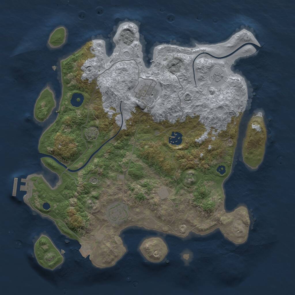 Rust Map: Procedural Map, Size: 3250, Seed: 806386226, 9 Monuments