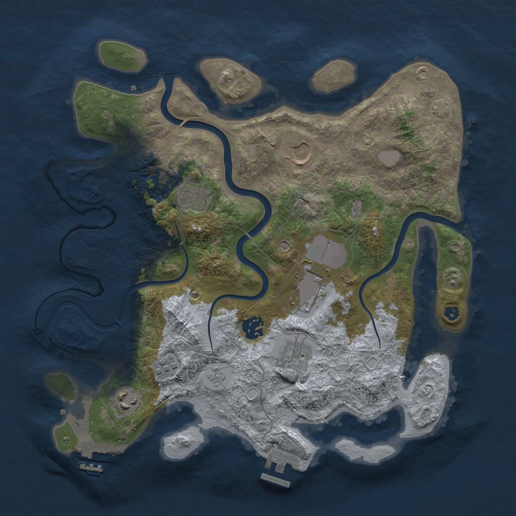 Rust Map: Procedural Map, Size: 3500, Seed: 88398629, 13 Monuments
